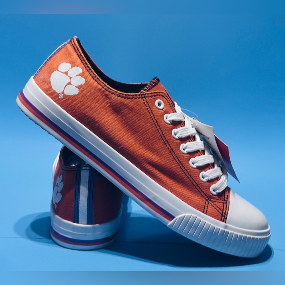 Clemson University Tigers Low-Top Orange Logo Canvas Shoes Men's US 10 *New*